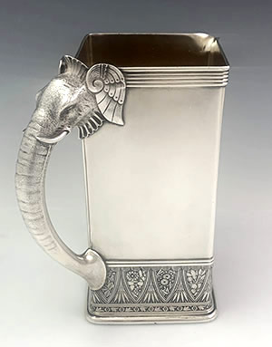 Gorham sterling 1880 elephant handle pitcher